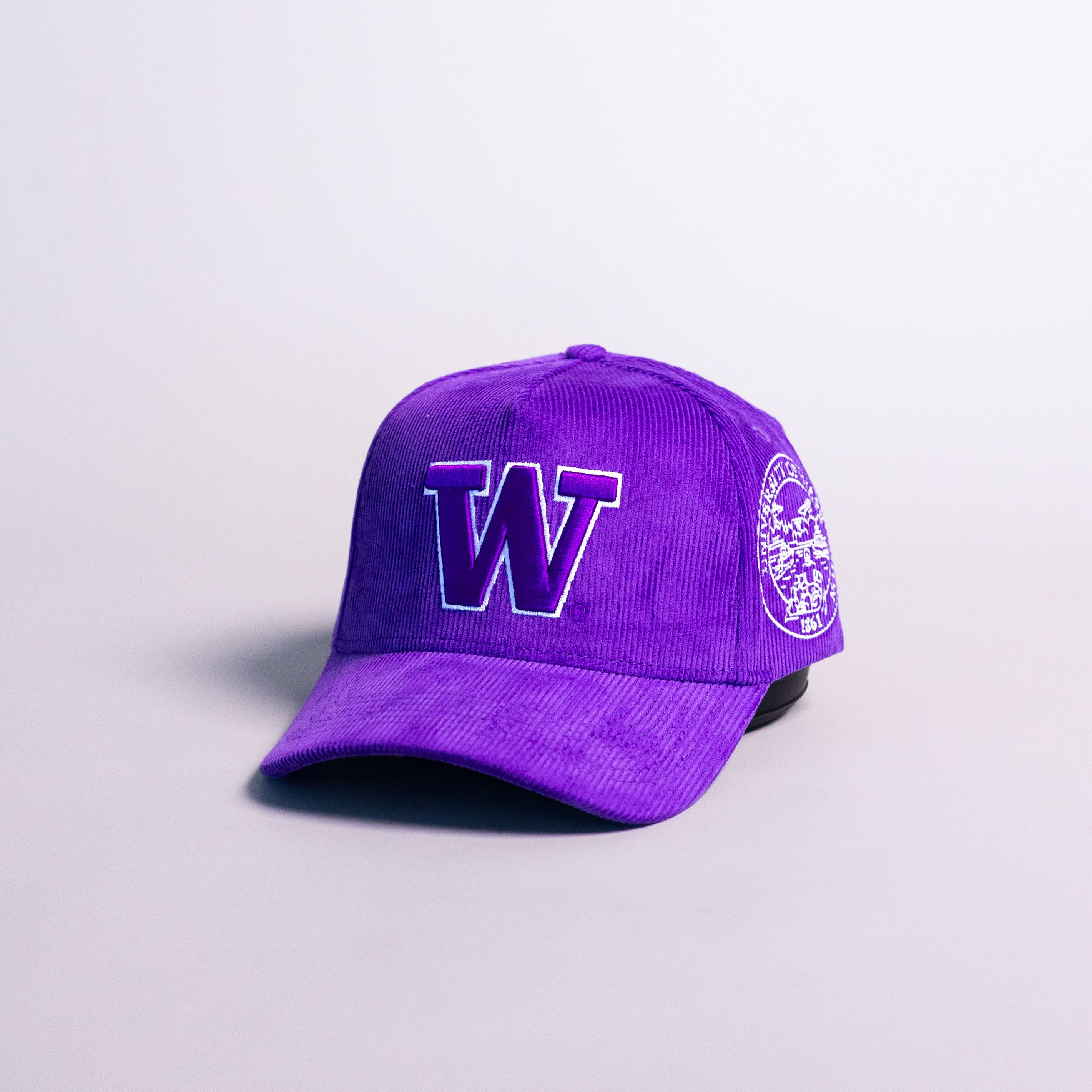 Washington Huskies W Hat Purple Corduroy Huskies Patch Snapback College - Angled View