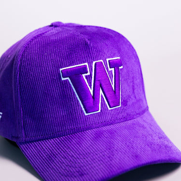 Washington Huskies W Hat Purple Corduroy Huskies Patch Snapback College - Front Detail