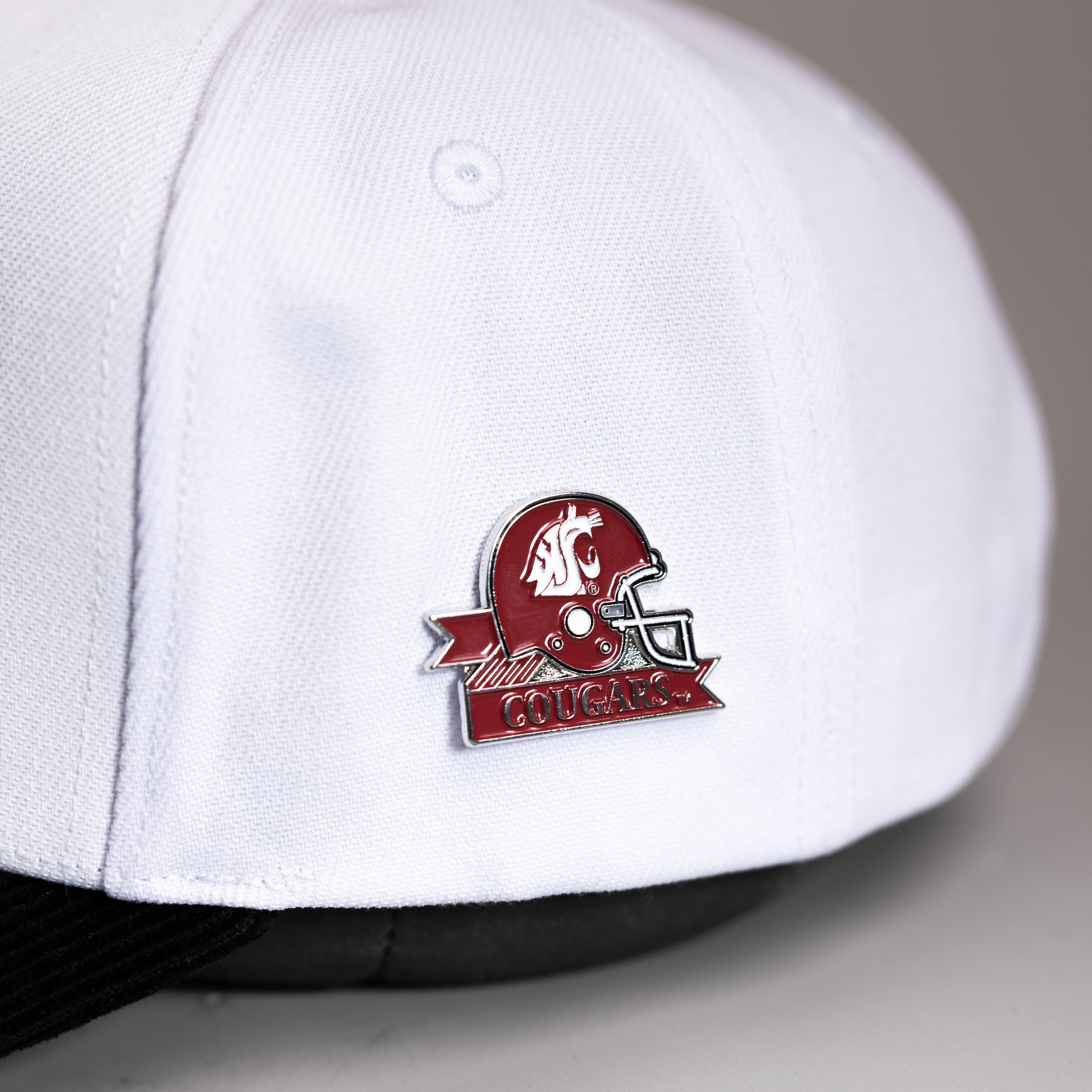 Washington State Cougars Helmet Pin Officially Licensed Collectible - On Hat Detail