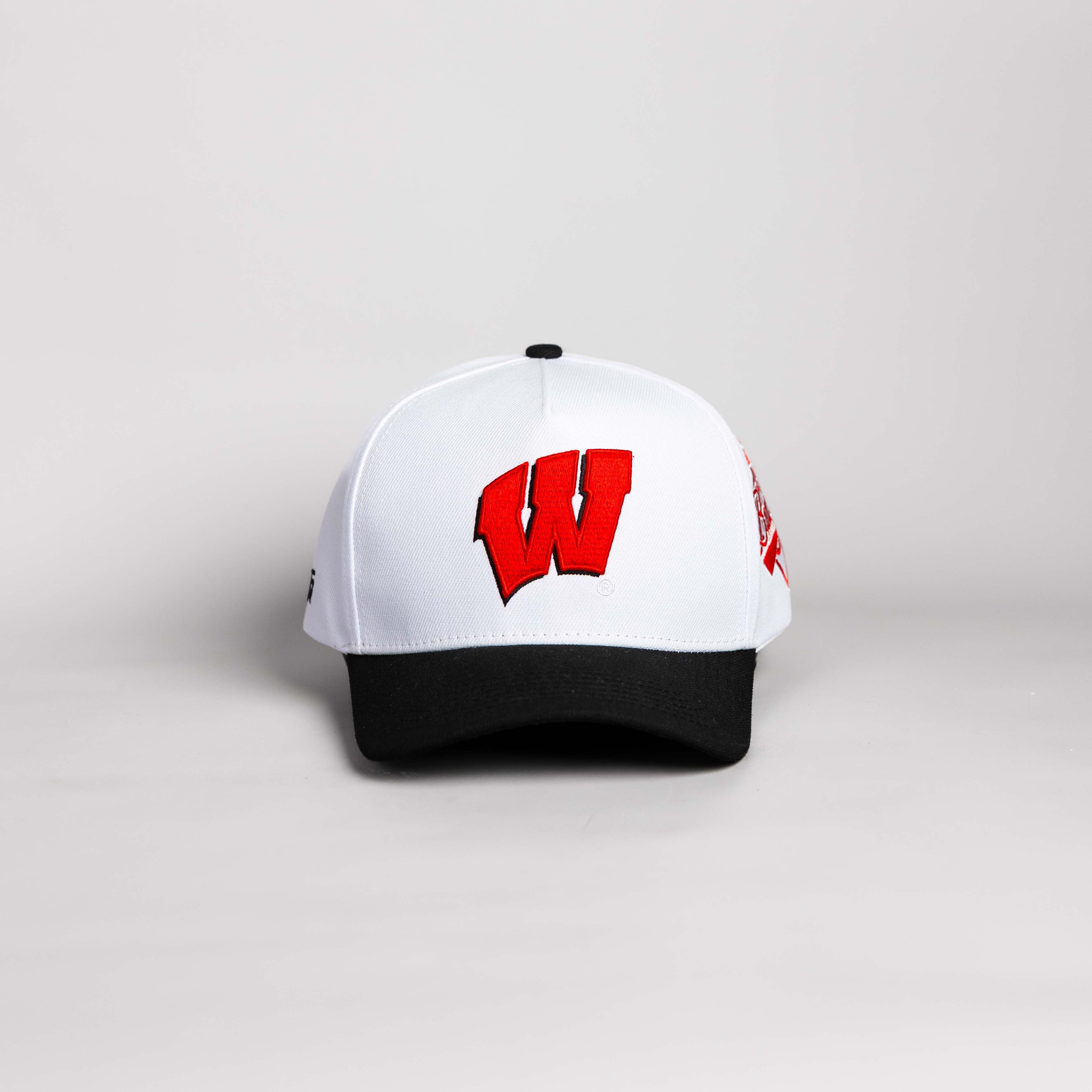 Wisconsin Badgers Hat White & Black Color Splash Snapback - Front Panel
