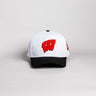 Wisconsin Badgers Hat White & Black Color Splash Snapback - Front Panel