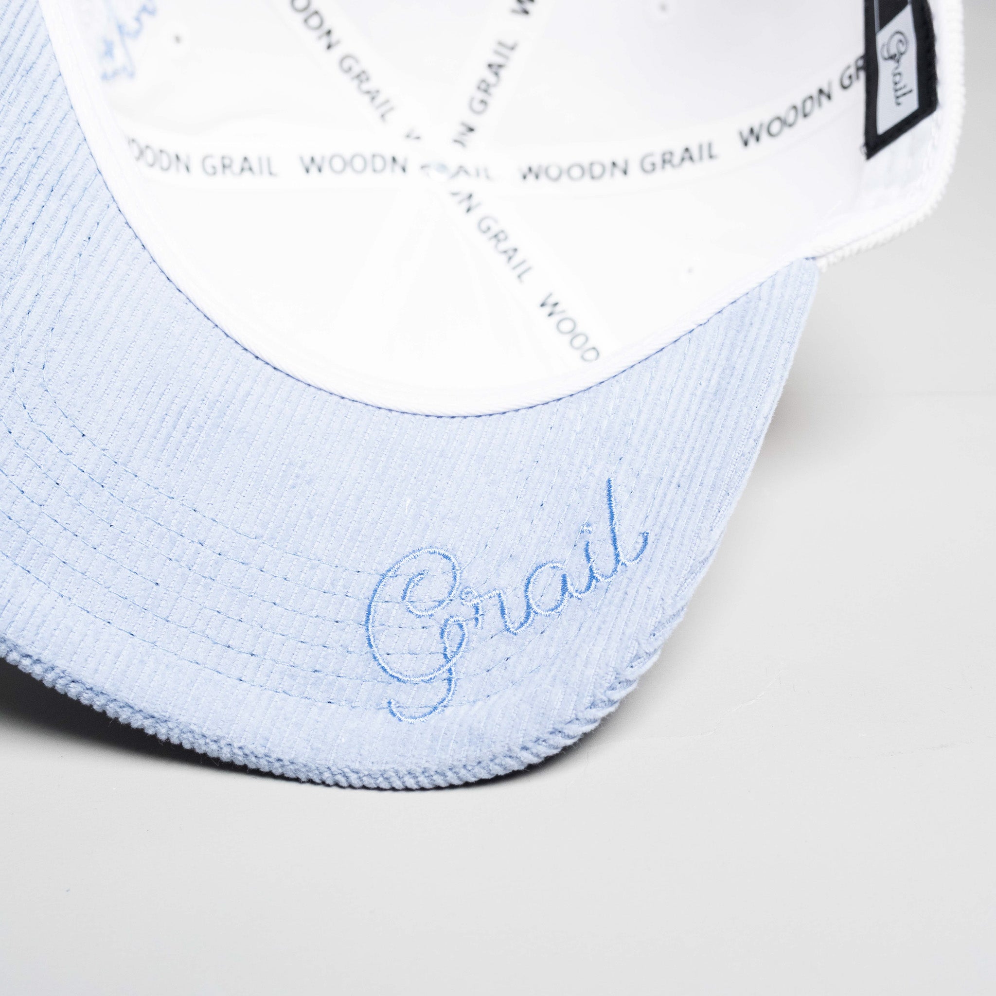 Woodn Grail Powder Blue Corduroy Snapback - Underbrim Detail